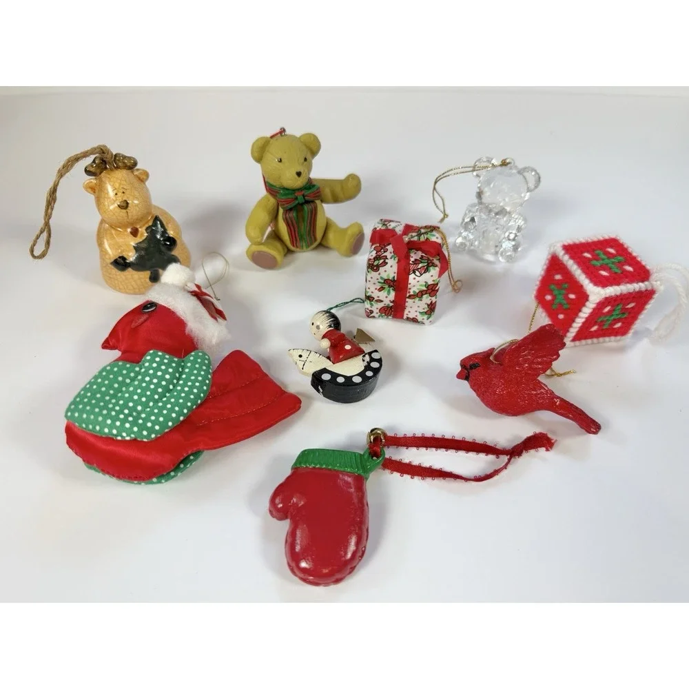 Vintage Christmas Ornaments Grandmacore | Cottagecore | Nostalgic Lot Of 9